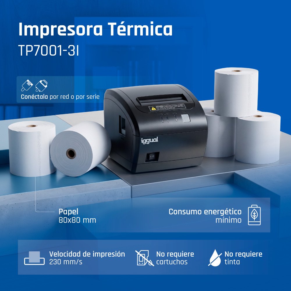 EAN 8435364319178 - iggual TP7001-3I 203 x 203 DPI Alámbrico Transferencia térmica Impresora de recibos imagen 5