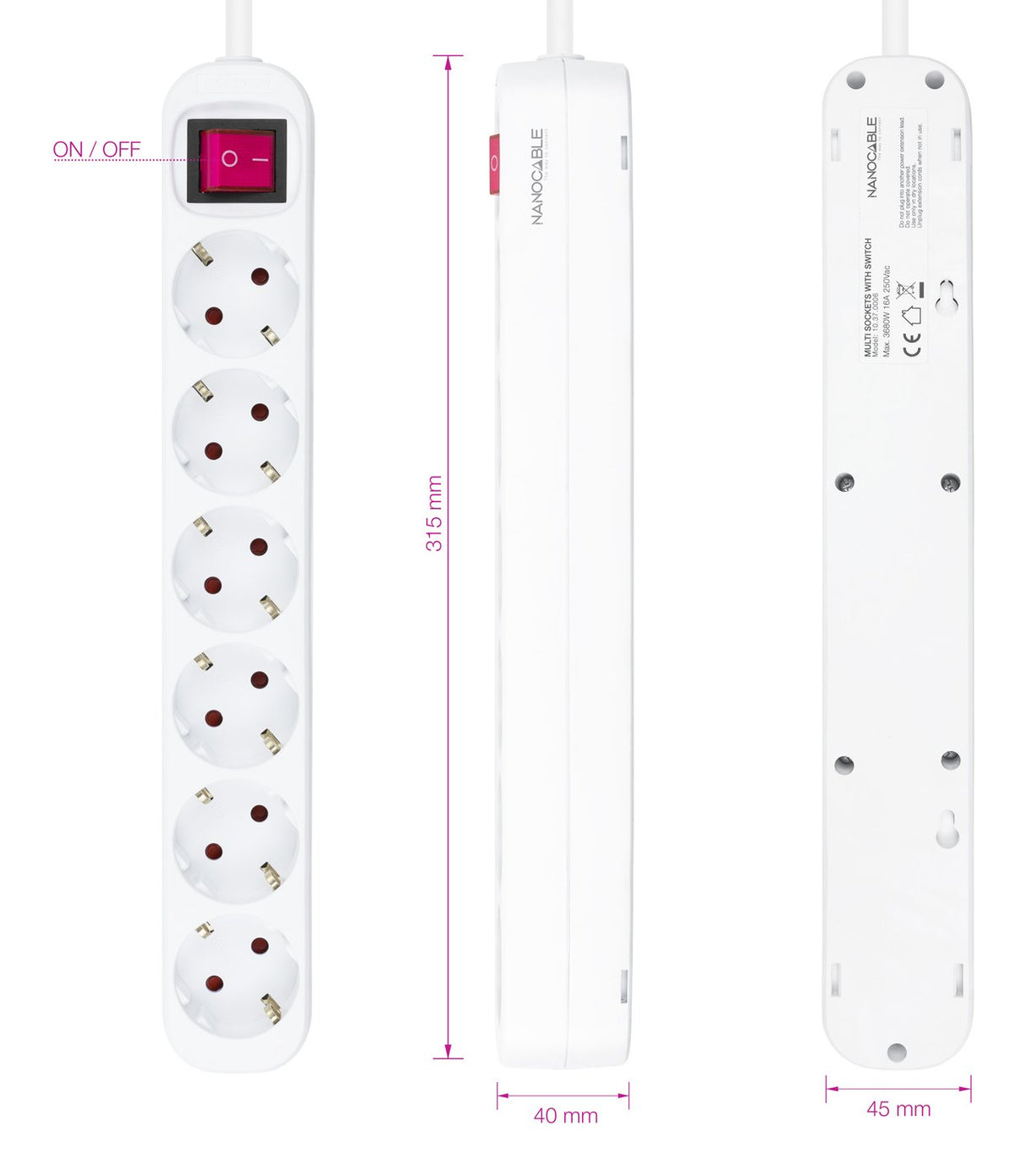 EAN 8433281010185 - Nanocable 10.37.0006 base múltiple 1,4 m 6 salidas AC Interior Blanco imagen 3