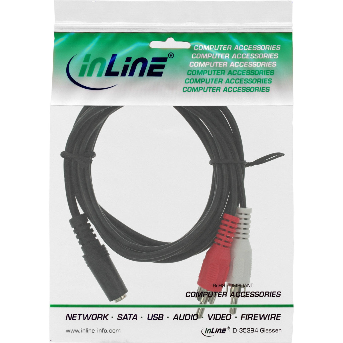 Cable De Audio Inline 2x Rca Macho A 3.5mm Estéreo Hembra 1m
