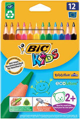 Bic Kids Evolution Triangle Pack De 12 Lapices De Colores Triangulares - Punta Ultraresistente - Sin Madera