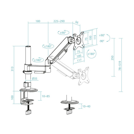EAN 8433281016460 - TooQ DB1532TNR-B soporte para monitor 81,3 cm (32") Escritorio imagen 6