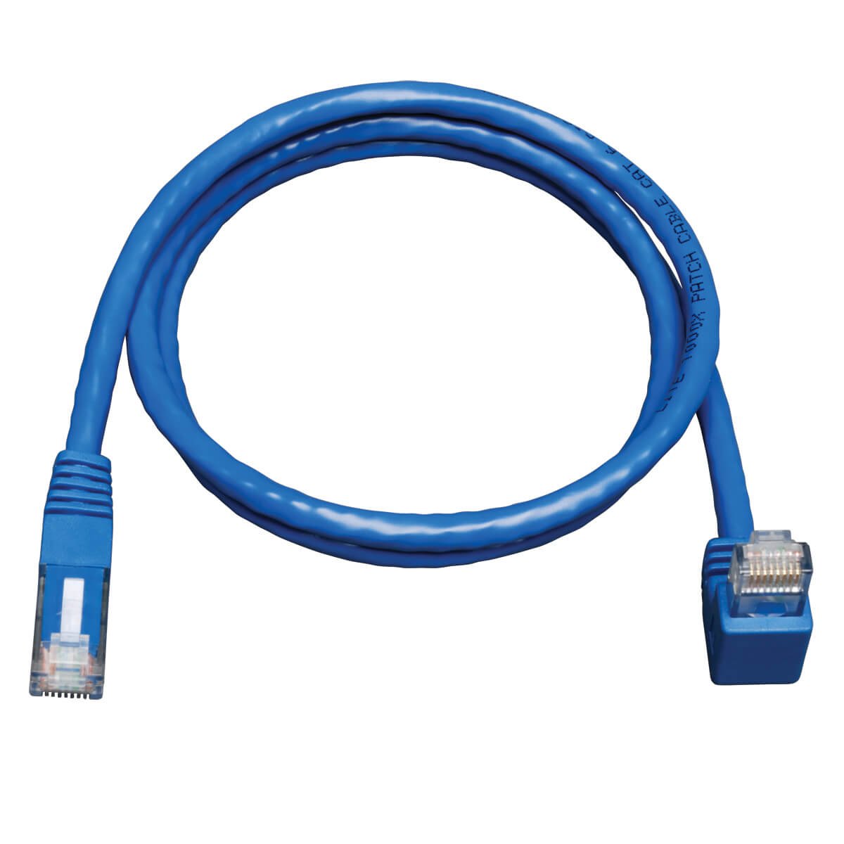 Eaton Tripp Lite   Down-Angle Cat6 Gigabit Molded Utp Ethernet Cable (Rj45 Right-Angle Down M To Rj45 M), Blue, 3 Ft. (0.91 M)