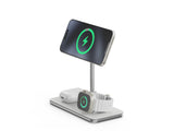 Soporte Base De Carga Inalambrico 3en1 Magsafe Plata Linq Carga Magnética Qi2/ Certificación Mfi Para Apple Watch