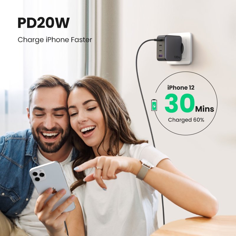 Ugreen Usb-A+3xusb-C 100w Gan Tech Cargador Rápido De Pared Ue Negro