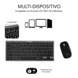 Teclado Y Ratón Inalámbrico Por Bluetooth Subblim Oco020 Combo Multidispositivo Compacto  Gris