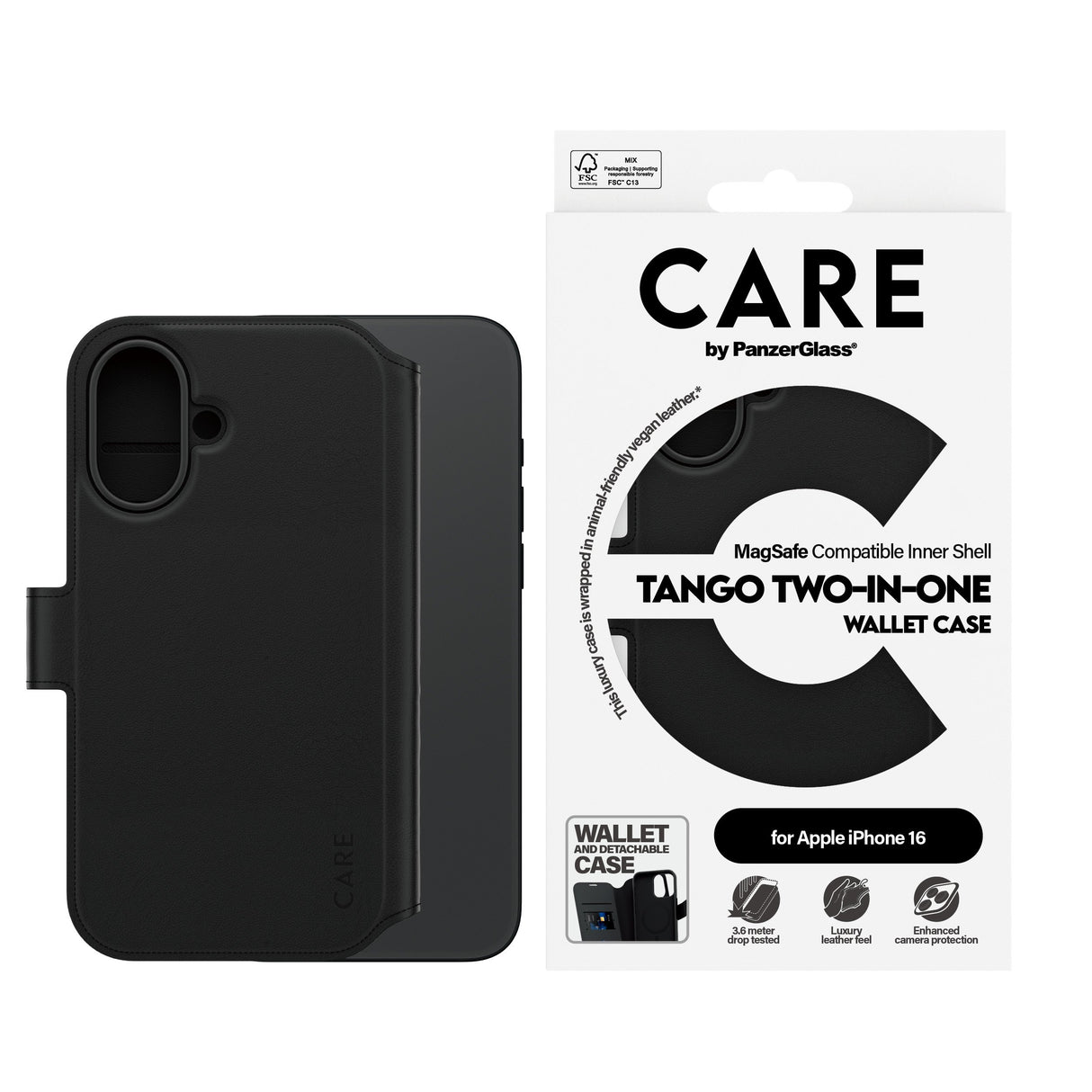 EAN 5715685003912 - PanzerGlass CARE™ by ® Tango 2-in-1 Wallet Case w. MagSafe iPhone 16 funda para teléfono móvil Negro imagen 2