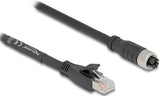 Delock M12 Cable X-Kodiert 8 Pin Buchse Zu Rj45 Stecker Cat.5e S Ftp Flexibel 1 M Schwarz