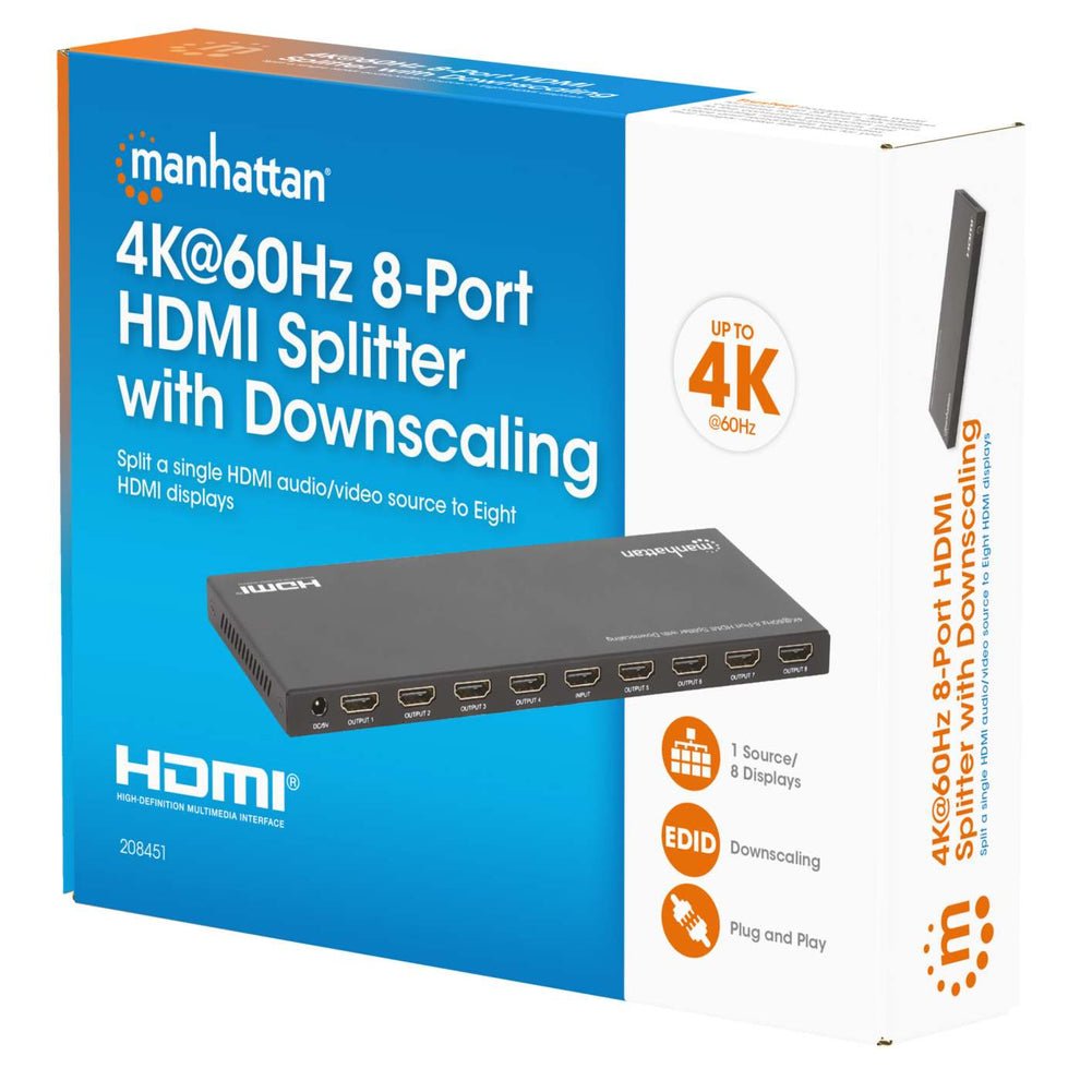 Manhattan 4k60hz 8-Port Hdmi-Splitter Con Downscaling