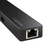 Logilink Hub De 3 Puertos Usb 3.1 Type C W/Gigabit Lan Negro Ua0313