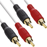 Cable De Audio Inline 2x Rca Macho A Macho Blanco/Dorado 2m