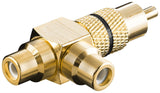 Adaptador 1xrca M A 2xrca H Oro- Negro