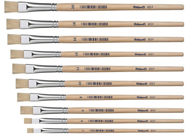 Pelikan Pincel Serie 613f N. 20 - Pelo Natural - Para Colores Pastosos - Oleo, Acrilico Y Tempera - Mango De Madera