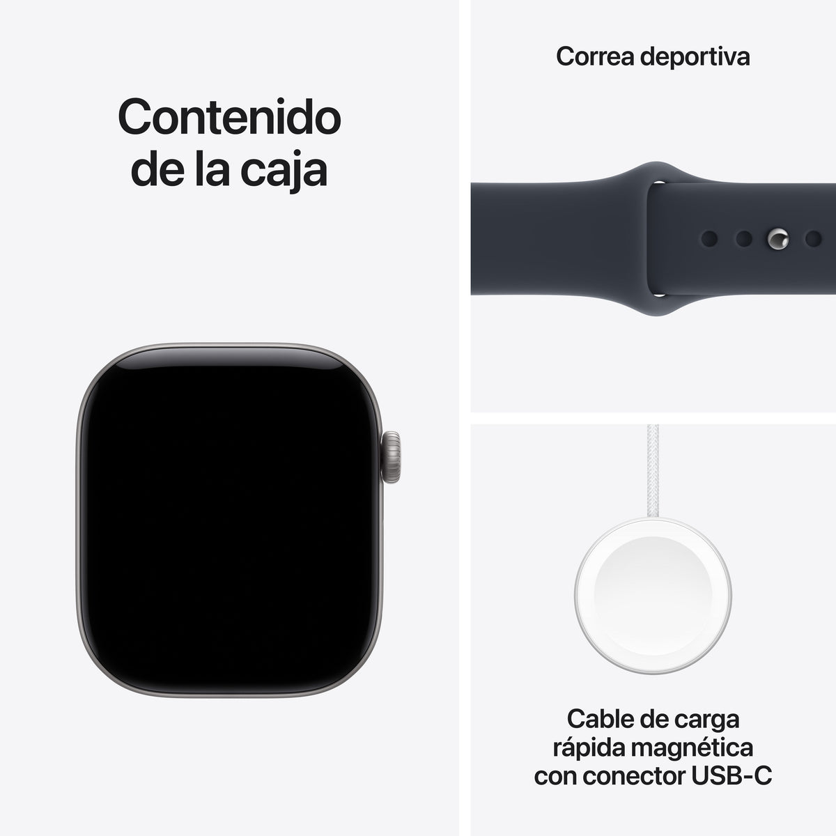 Apple Watch Series 12 Gps 46mm Gris Espacial Correa Deportiva Azul Marino (M L)