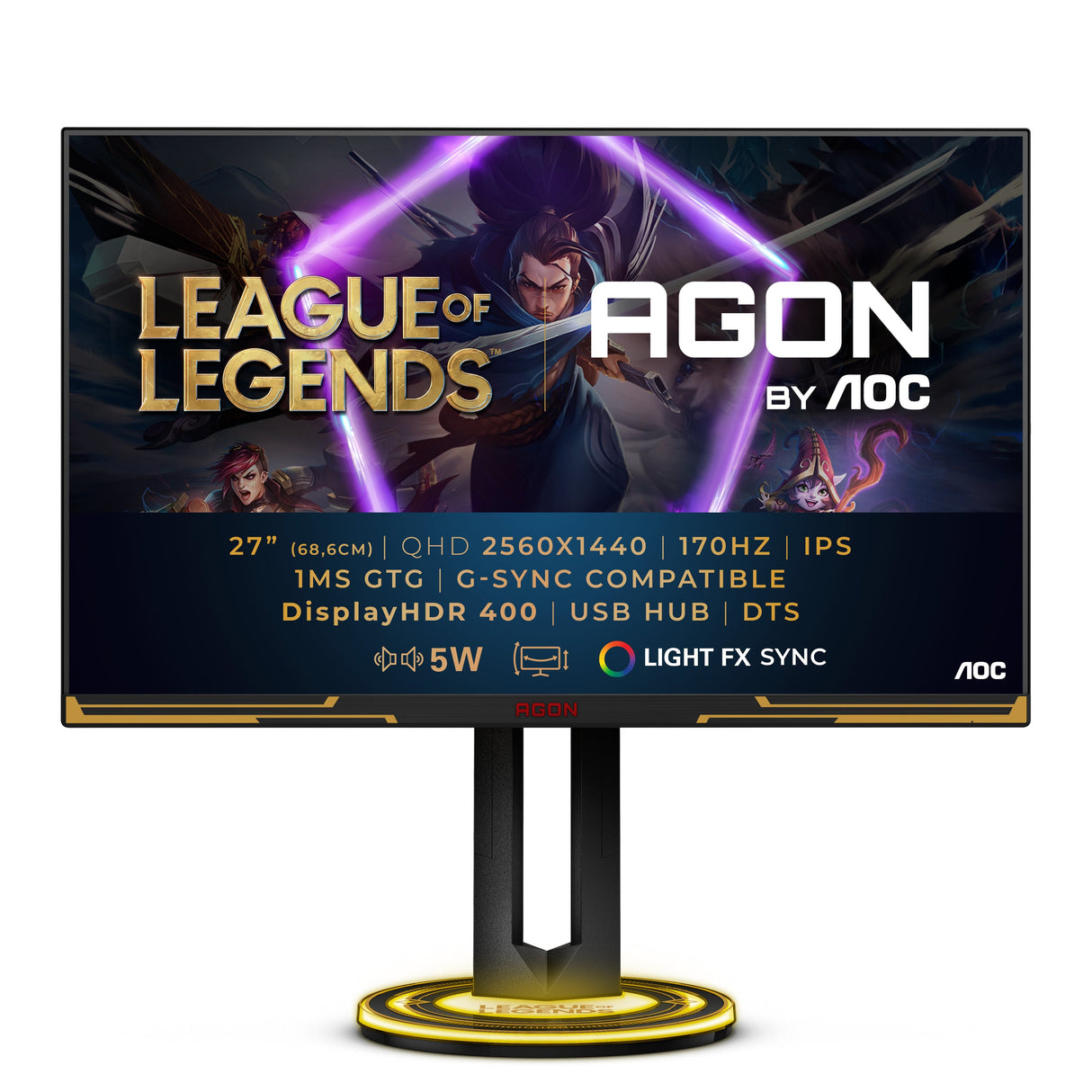 Monitor Aoc Agon Ag275qxl Led Display 27" 2560 X 1440 Pixeles Quad Hd Negro, Oro, Monitor De Gaming Negro, 68,6 Cm (27"), 2560 X 1440 Pixeles, Quad Hd, Led, 1 Ms, Negro, Oro