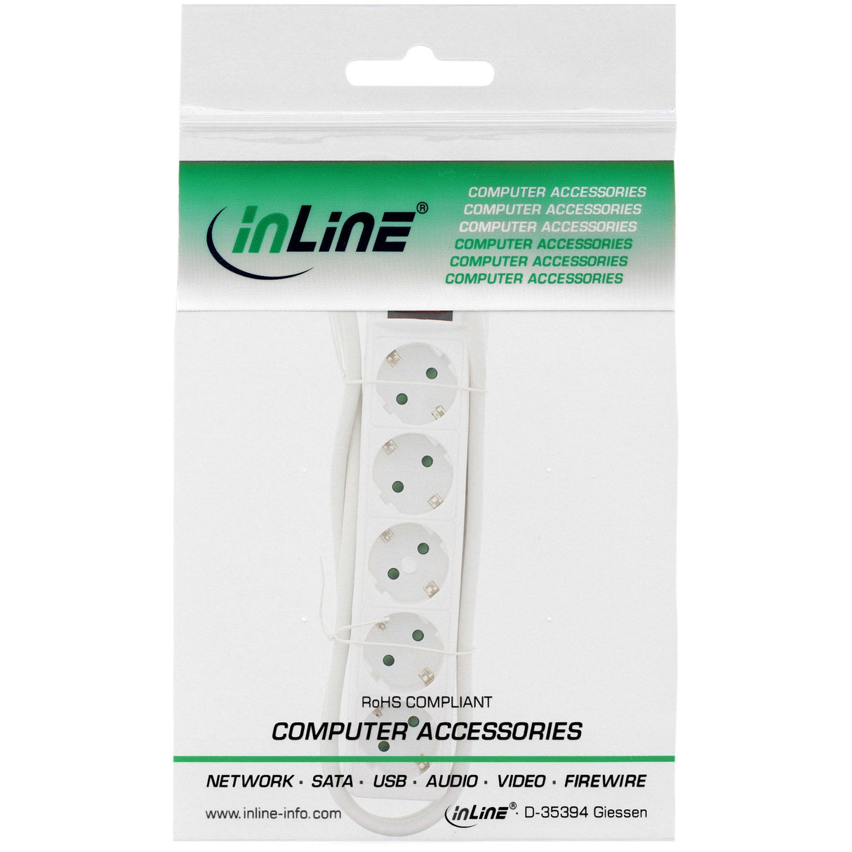 Inline 16451g Base Múltiple 1,5 M 5 Salidas Ac Blanco