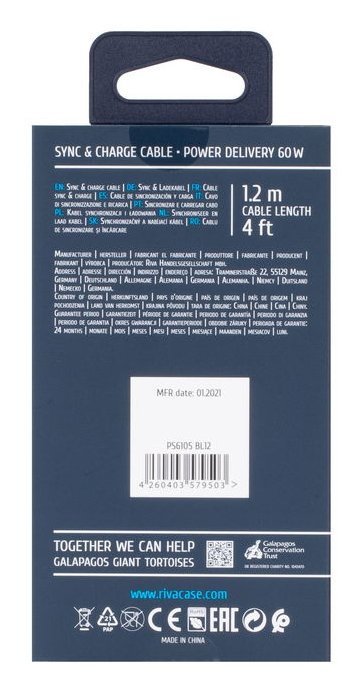 EAN 4260403579503 - Rivacase 4260403579503 cable USB USB 2.0 1,2 m USB C 0,48 Gbit/s Azul imagen 6