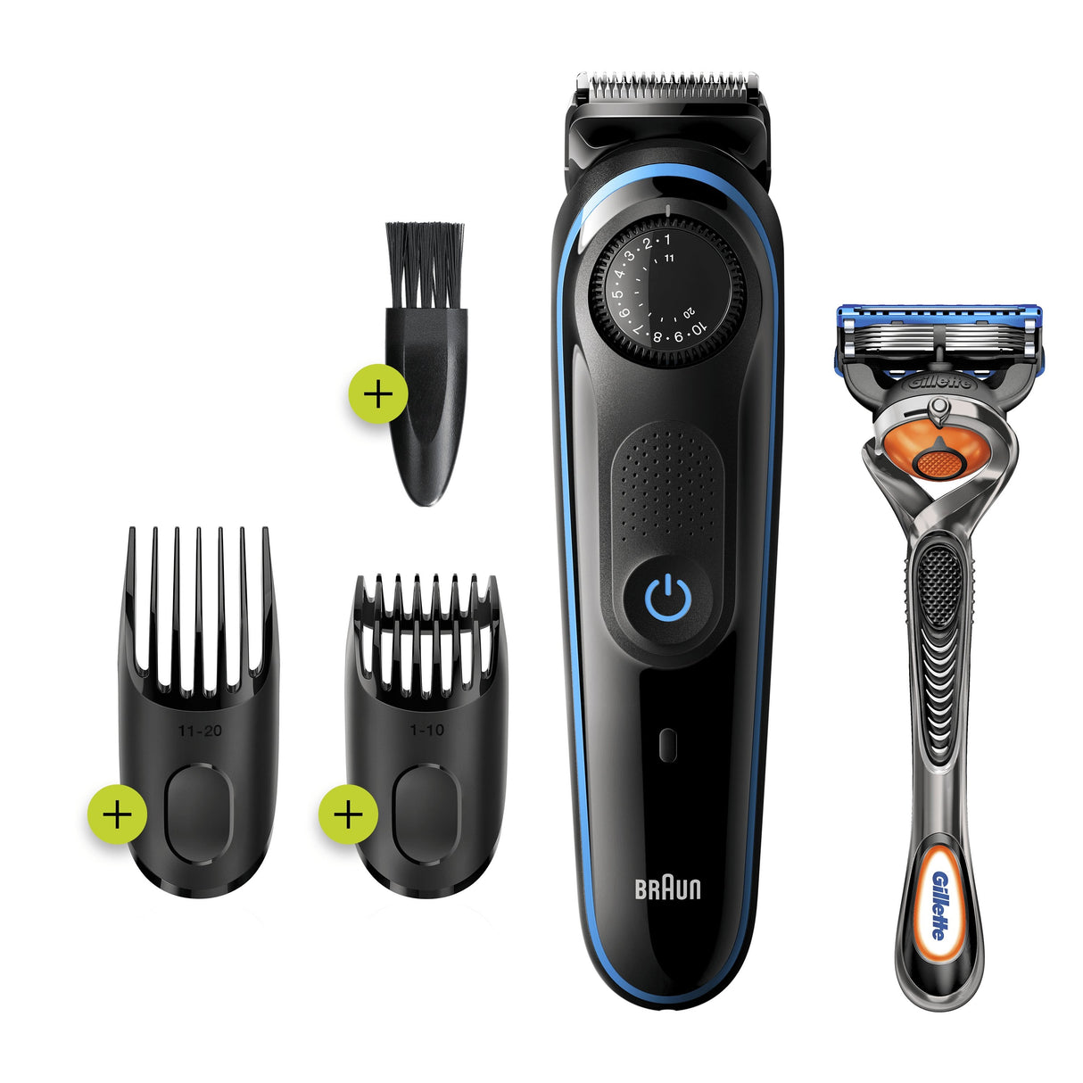 Barbero Cortapelos Braun Bt3240 + Gillete Fusion 39 Ajustes Barba Lavable Control Giratorio