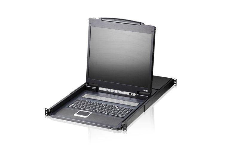 Aten Cl1308n Kvmp-Switch, 8 Puertos, Consola Lcd De 19", Usb, Ps/2, Vga, Teclado (Alemán) Con Retroiluminación Led