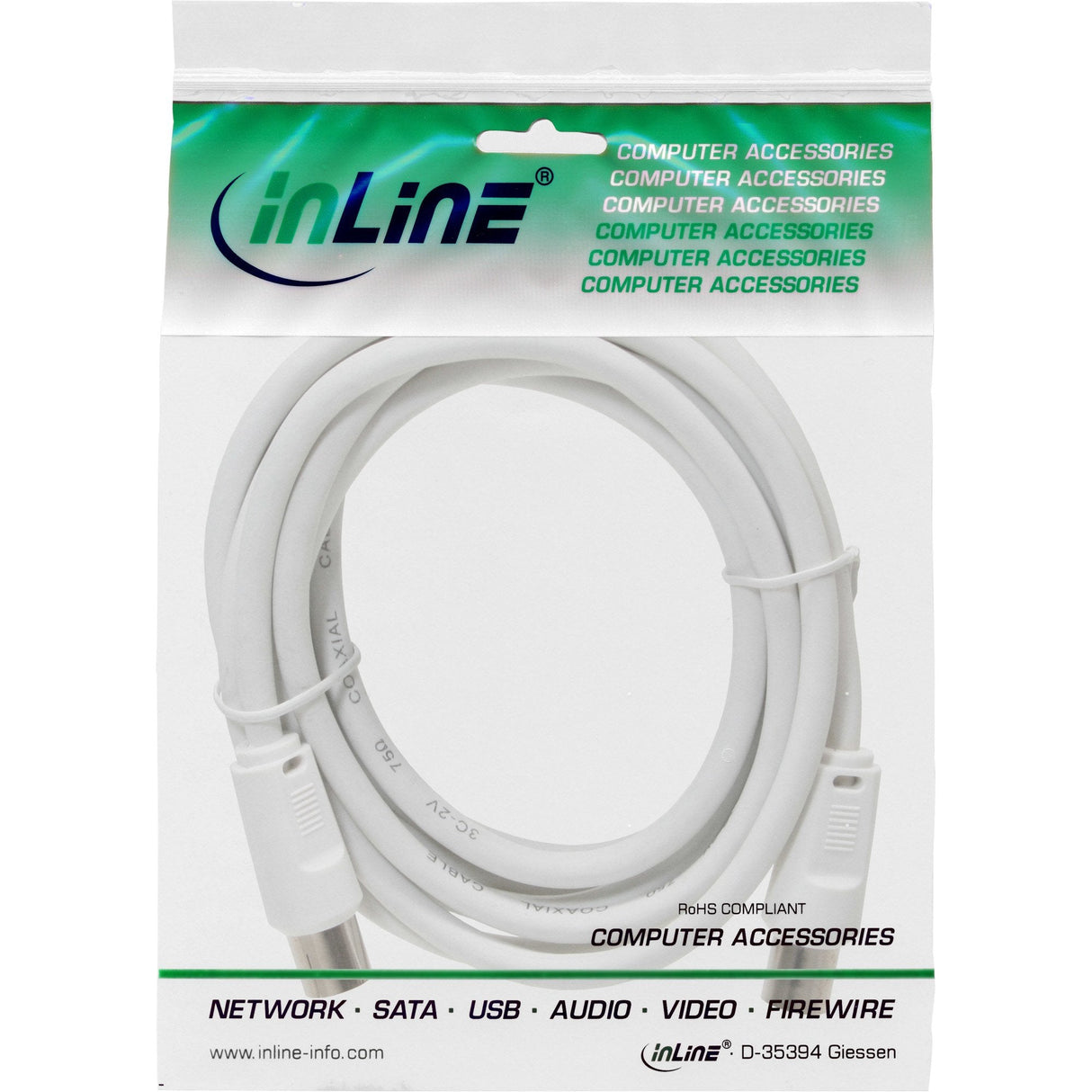 Cable De Antena Inline 2x Apantallado Ultra Baja Pérdida >75db Blanco 2m