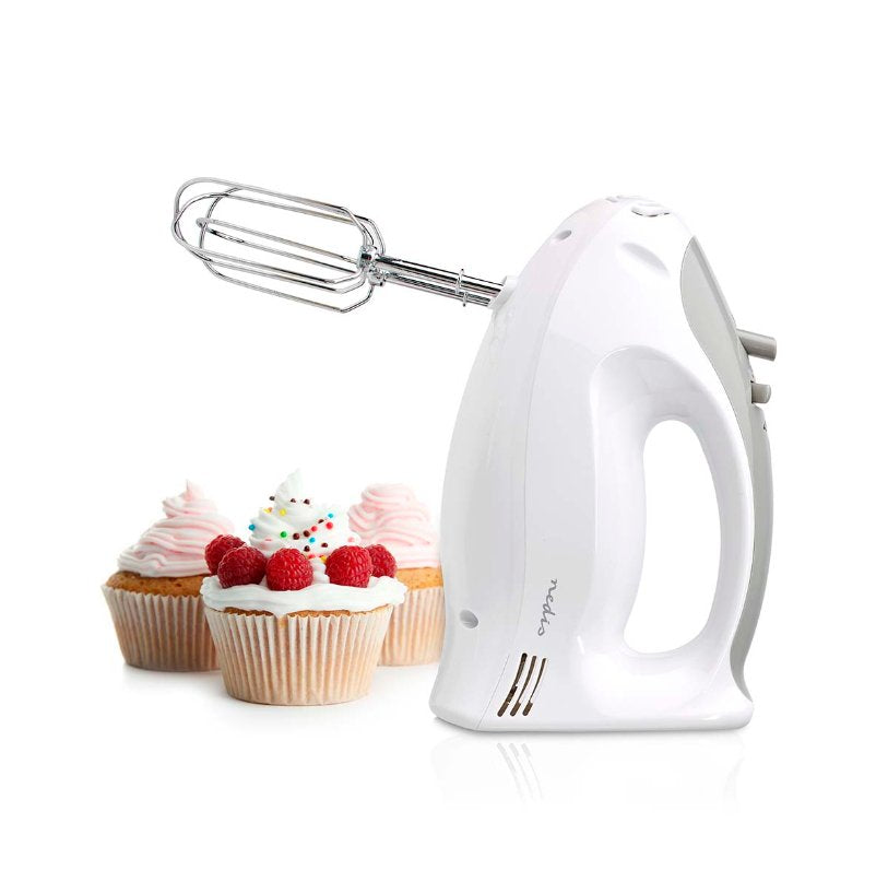 Nedis Batidora Mezcladora  200 W  5 Ajustes De Velocidad  Funcion Turbo   Blanco / Gris