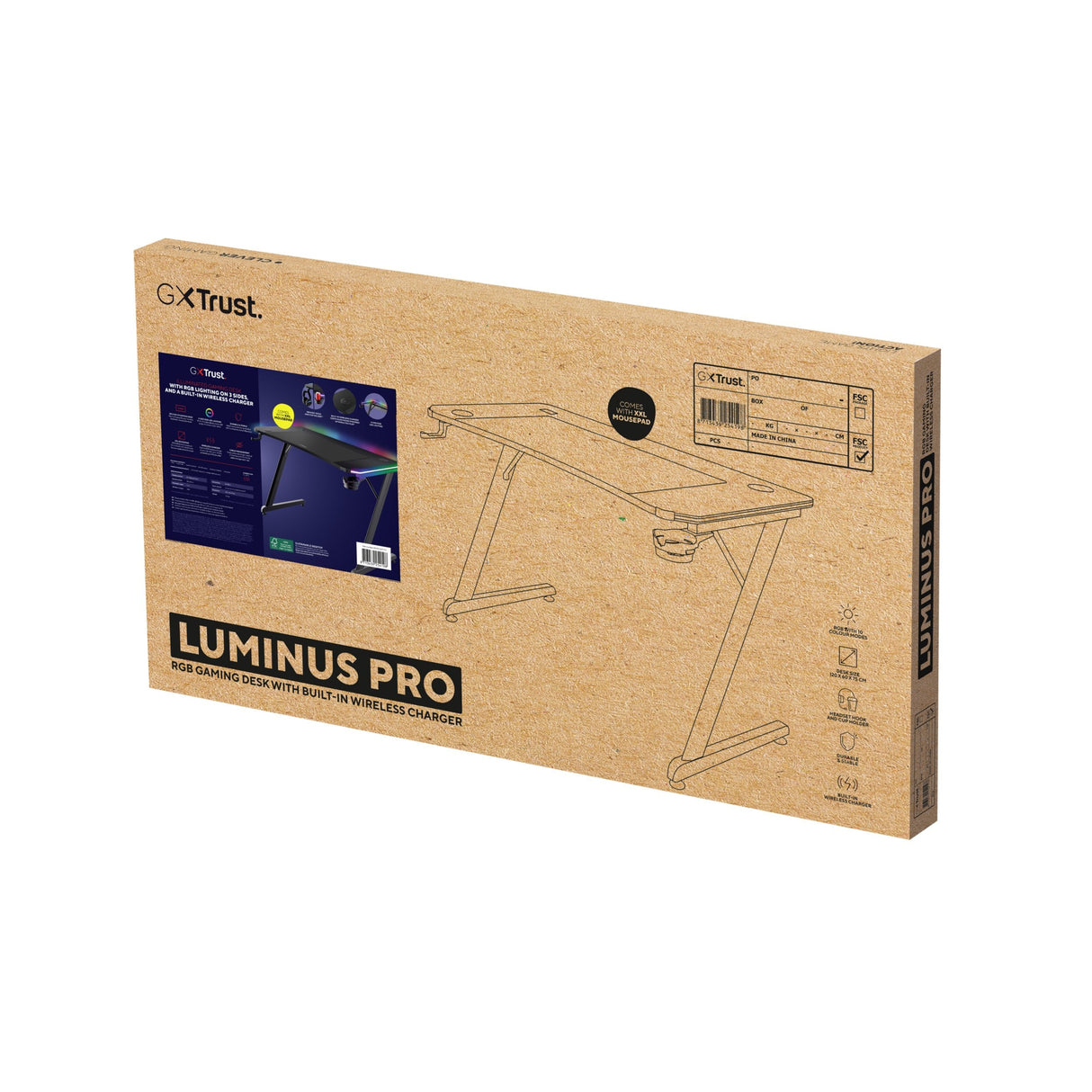 Mesa Gaming Gxt 710 Luminus Pro Rgb Negro Trust Máximo 150kg/ 120 X 60 X 74cm/ Control De Iluminación