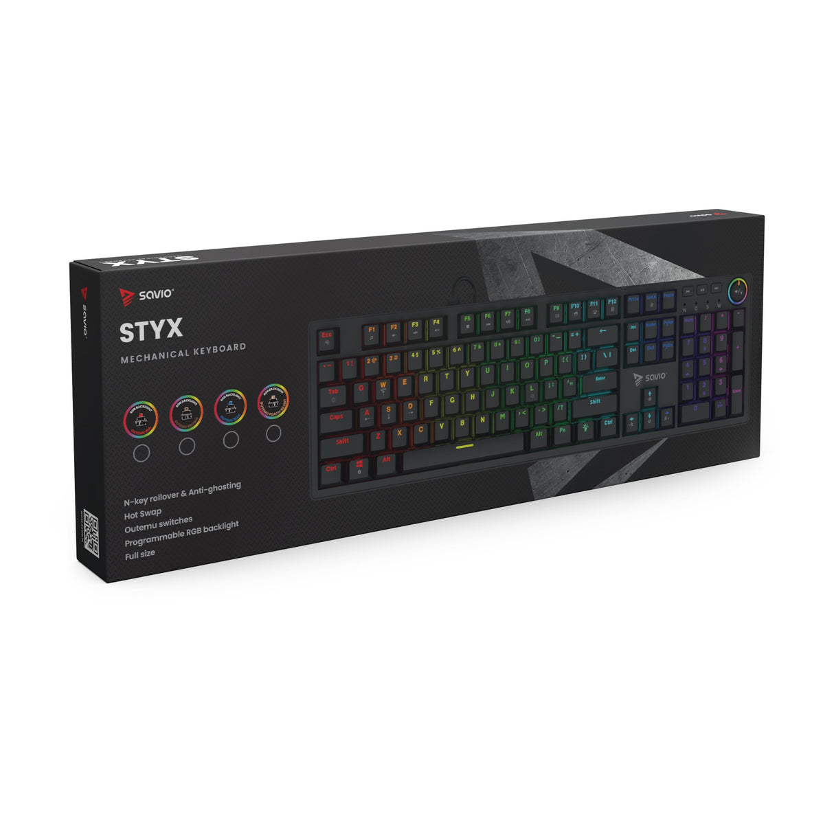 EAN 5901986049531 - Savio STYX Outemu Peach Silent teclado Juego Bluetooth QWERTY Internacional de EE.UU. Negro imagen 10