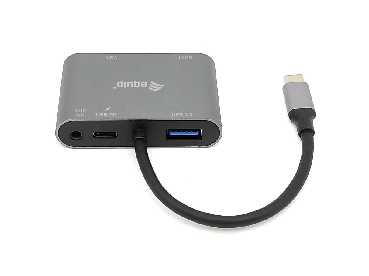 Adaptador Usb-C 5in1 Hdmi 4k  Vga  Usb 3.0 Tipo A + Usb-C Carga 100w Equip 133483