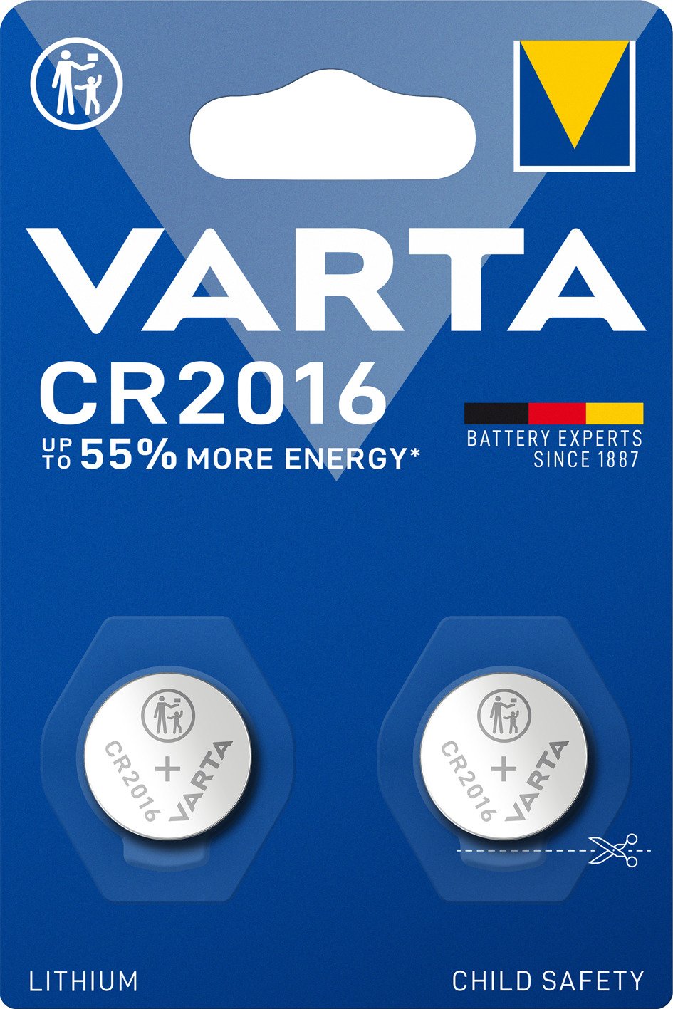 Varta Cr2016, Batería De Un Solo Uso, Cr2016, Alcalino, 3 V, 2 Pieza(S), 90 Mah