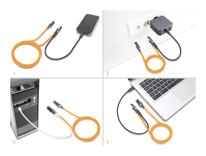 Delock 80418 Cable De Red Rj45 Con Función De Buscador De Puerto Usb Type-C Self Tracing Cat.6a S/Ftp 10 M Naranja