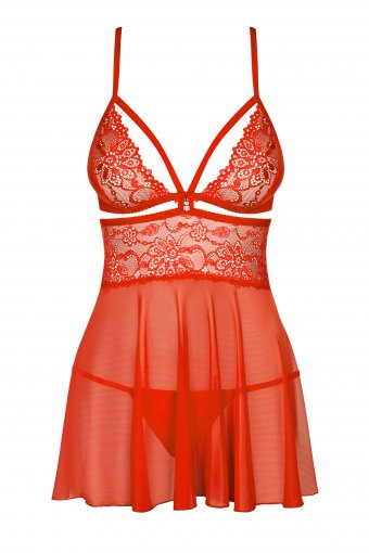 Babydoll Y Tanga Color Rojo Talla (Interno):S/M