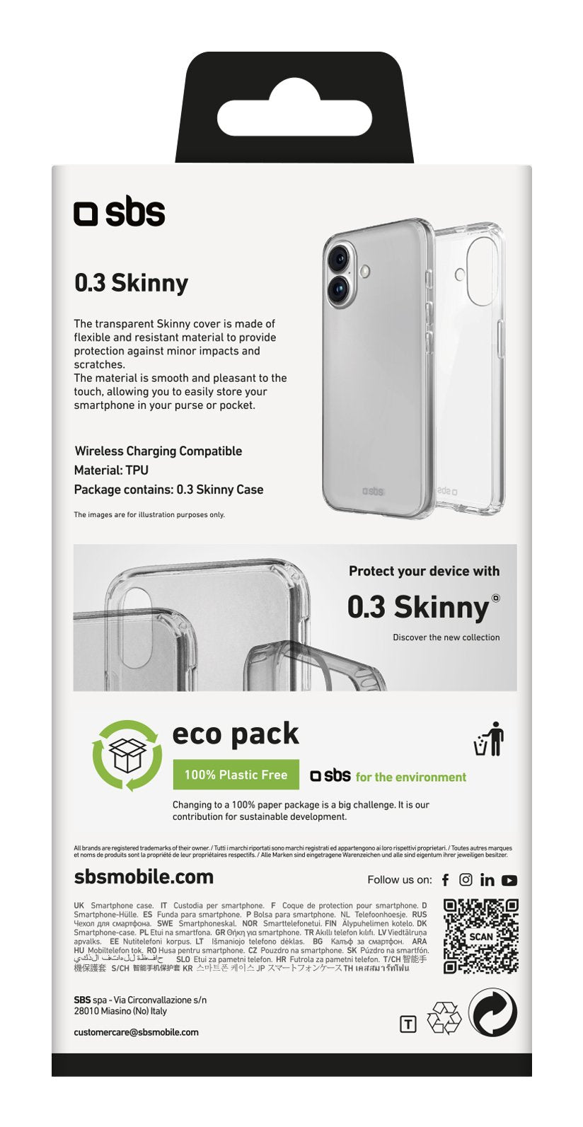 Sbs Skinny Cover Iphone 16 Plus Transparent