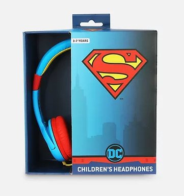 Auricular Infantil Superman 30mm/Jack 3.5mm/ Cable 90cm / Limite 85db/ 3 A 7 Años