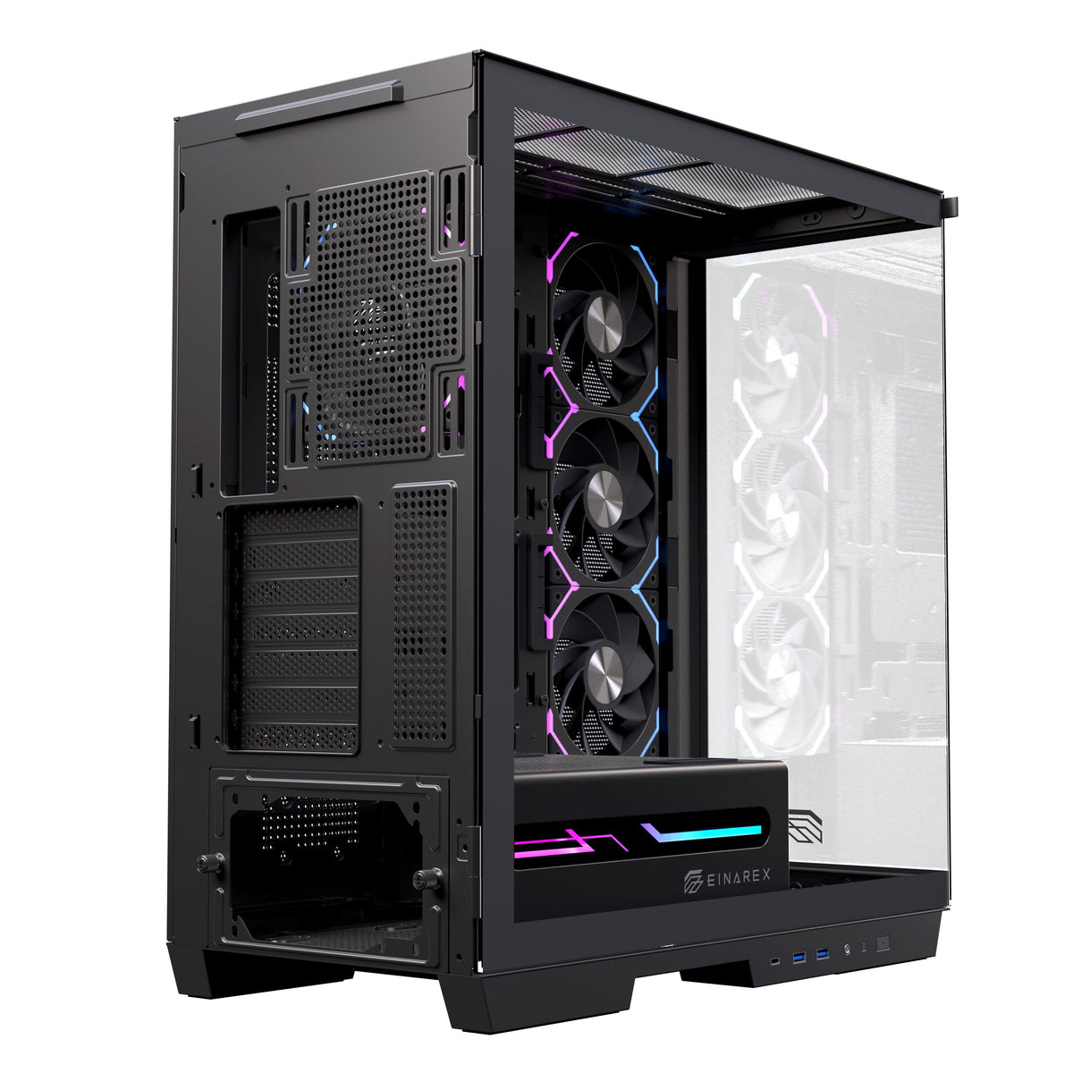 Caja Pc Atx Semitorre Einarex Z1k Rgb C-Templado Negra Excs-Ze-10kr-B