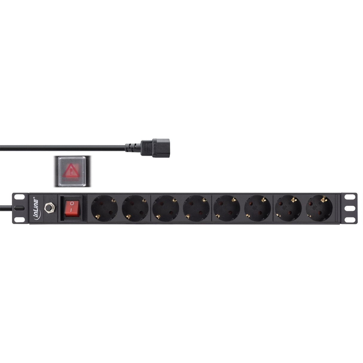 Regleta De Enchufes Inline De 19", 8 Vías Cee7/7, Enchufe C14, Protección Contra Sobrecarga