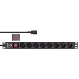 Regleta De Enchufes Inline De 19", 8 Vías Cee7/7, Enchufe C14, Protección Contra Sobrecarga