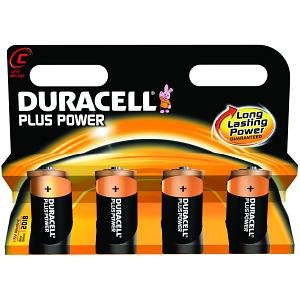 Pilas Duracell Alcalinas  Plus Extra Life Mn1400/Lr14 Baby C (4-Pack)