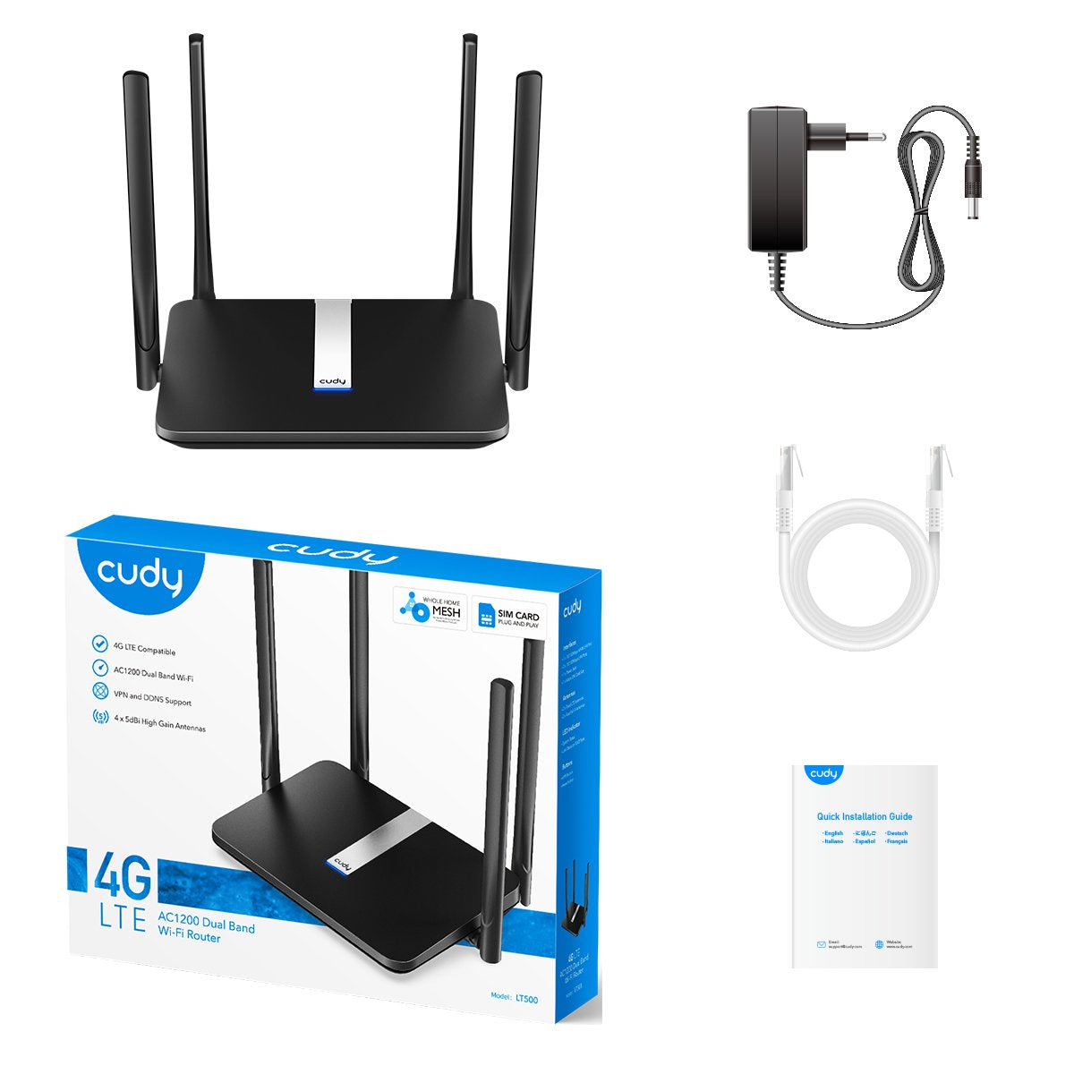 EAN 6971690791209 - Cudy LT500 router inalámbrico Ethernet rápido Doble banda (2,4 GHz / 5 GHz) 4G Negro imagen 6