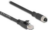 Delock M12 Cable X-Kodiert 8 Pin Buchse Zu Rj45 Stecker Cat.5e S Ftp Flexibel 3 M Schwarz