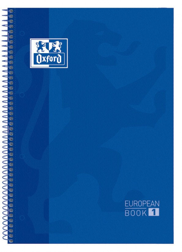 Libreta Oxford Espiral A4+ Azul Tapa Extradura 80 Hojas 4 Taladros Cuadricula 5x5 90gr