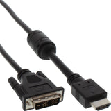 Cable Inline Hdmi-Dvi 19 Pines Macho A 18+1 Macho + Inductancia De Ferrita Negro 3m