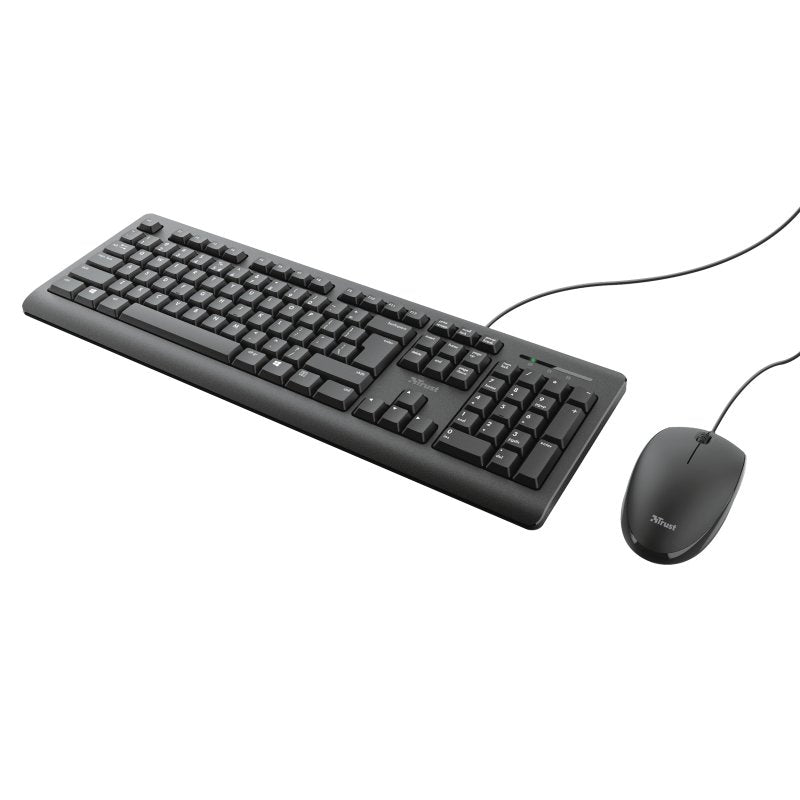 Trust Primo Teclado & Ratón Set, Con Cable, Deutsches Qwertz-Layout, Flüssigkeitsgeschützt