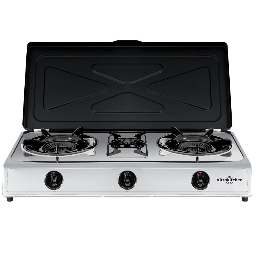 Vitrokitchen 360ib. Color Del Producto: Negro Acero Inoxidable Tipo De Instalación: Encimera Tipo De Quemador: Encimera De Gas. Tipo De Control: Giratorio Control De Posición: Frente. Tipo De Gas: Propano/Butano. Ancho: 710 Mm Profundidad: