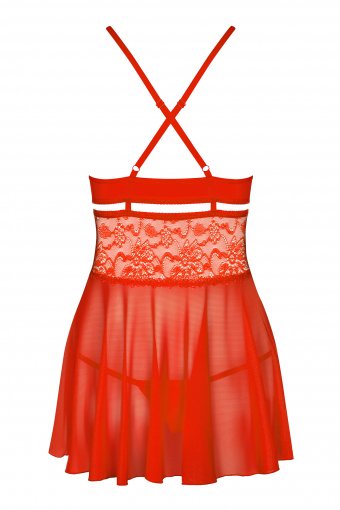 Babydoll Y Tanga Color Rojo Talla (Interno):S/M