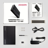 EAN 8595247906809 - Axagon EE35-GTR USB-C 5Gbps - SATA 6G, 3.5 RIBBED box BLACK - USB Typ C Caja de disco duro (HDD) Negro 3. imagen 7