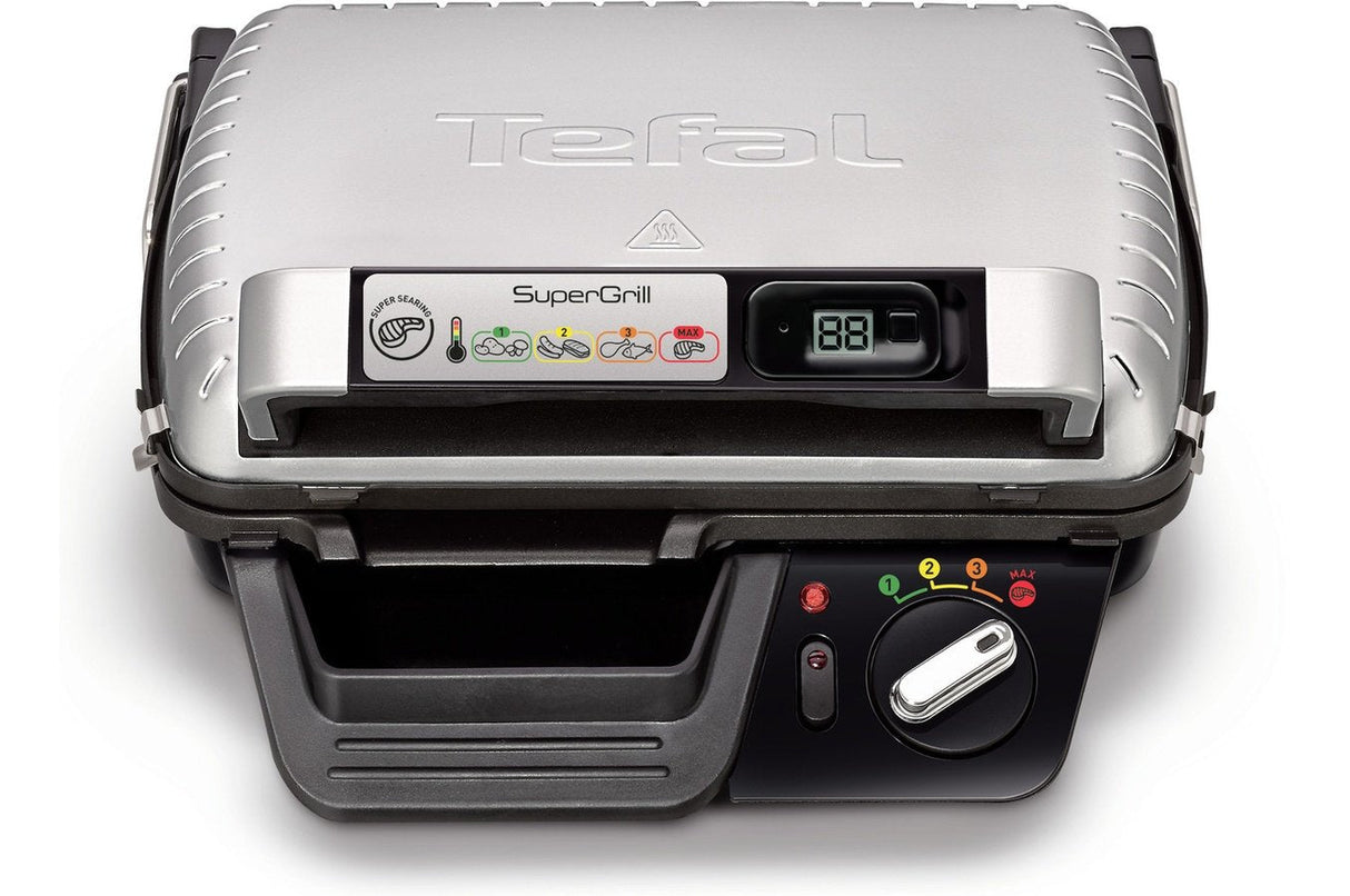 Parrilla Tefal Gc451b12 Tradicional Con Parrilla 2000w Color Plateado