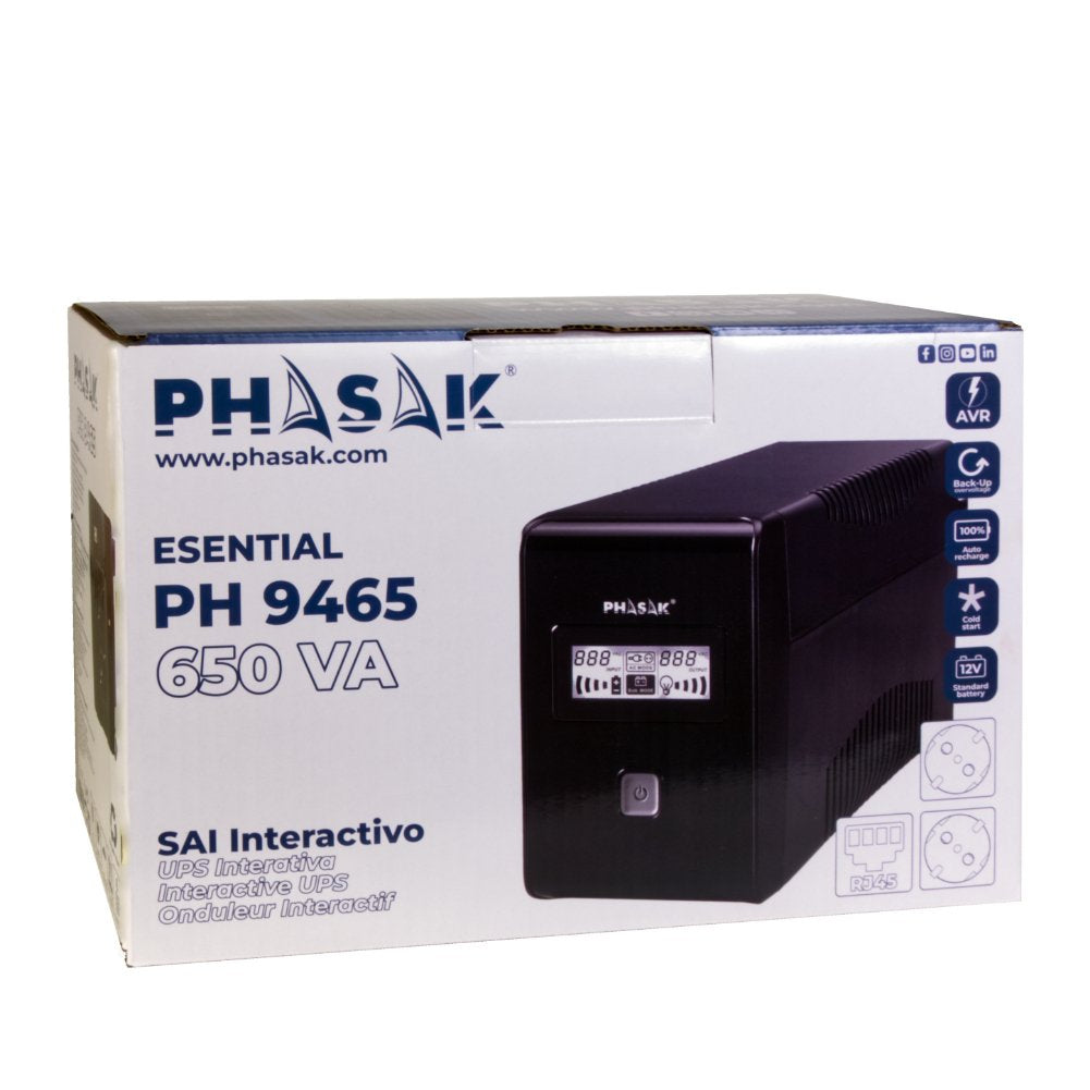 Sai Línea Interactiva Phasak 650 Va Lcd Interactive 650va 2 Salidas Formato Torre