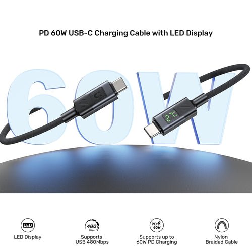 Unitek C14158abk01-2m Usb-C Cable Charging With Led Display 2m Black