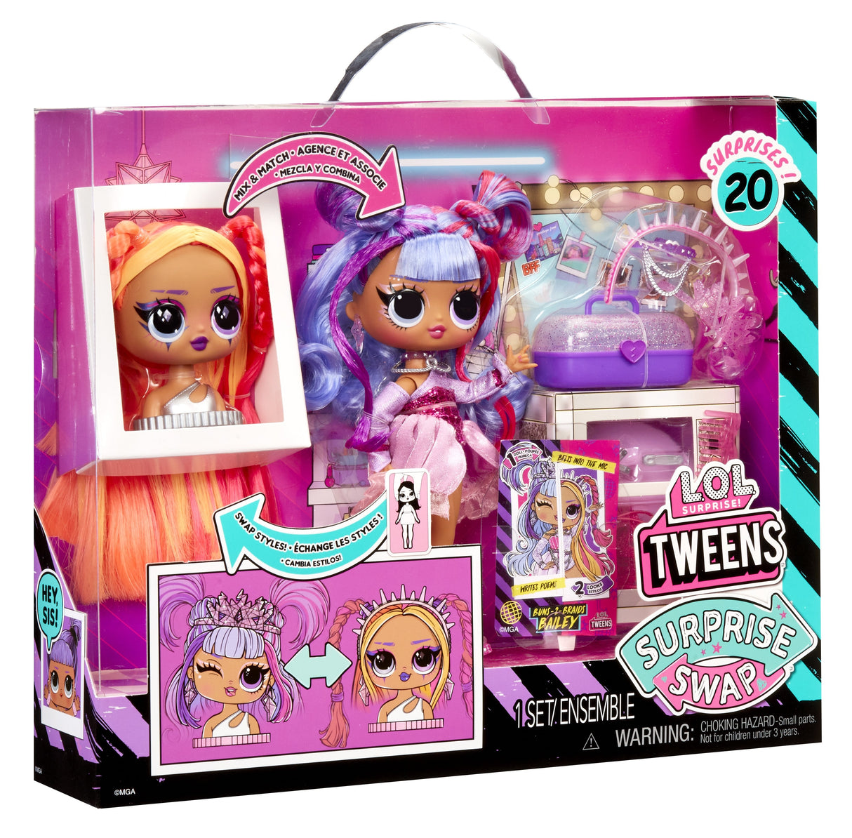 Muñeca Mga Entretenimiento L.O.L.  Buns-2-Trenzas Bailey, 591757