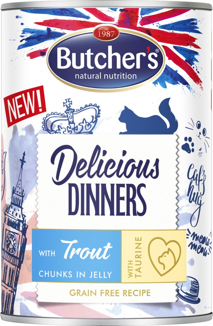 Butcher'S Delicious Dinners Kawalki Z Pstragiem W Galaretce 400g