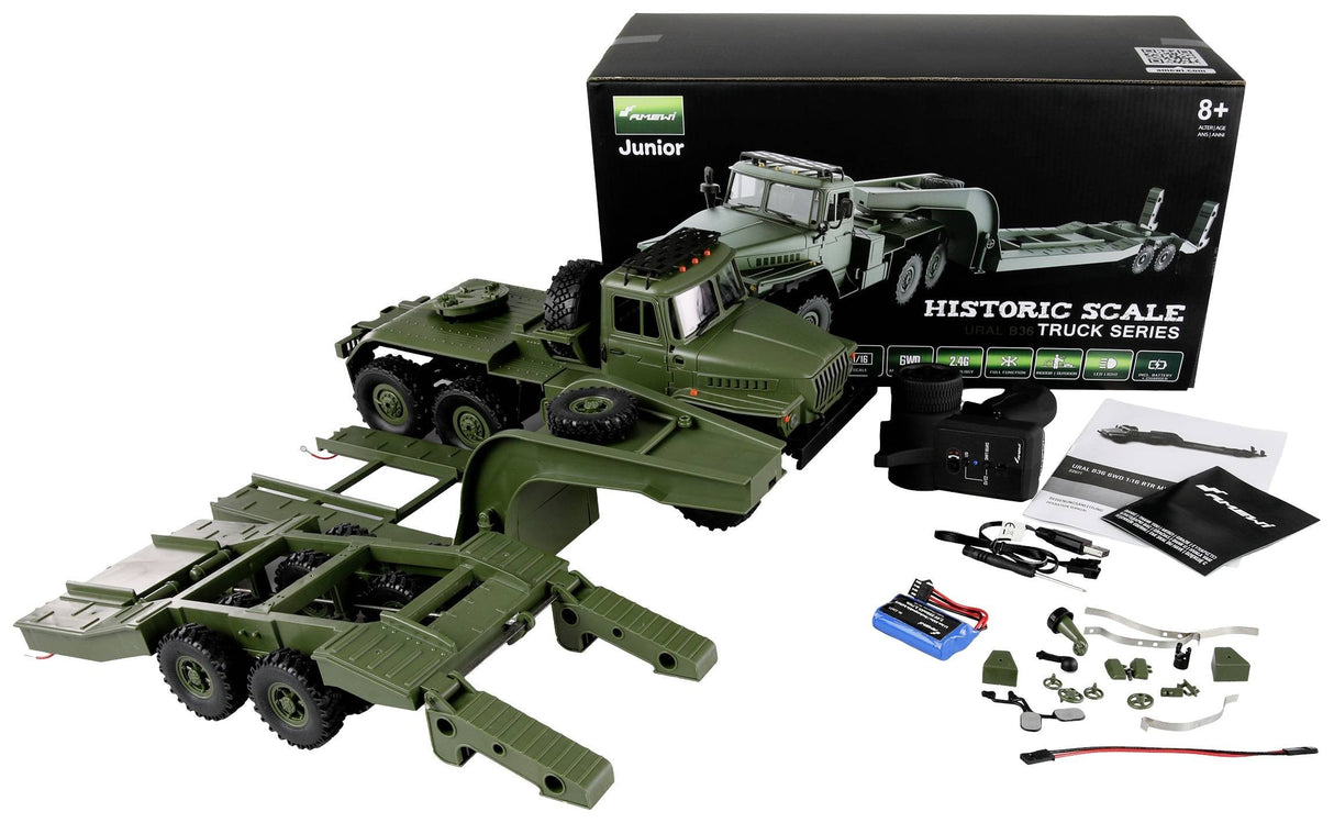 Amewi Ural B36 Militär Lkw 6wd Con Tieflader 1:16 Rtr Verde